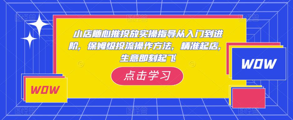 小店随心推投放实操指导从入门到进阶，保姆级投流操作方法，精准起店，生意即刻起飞-沐风资源库