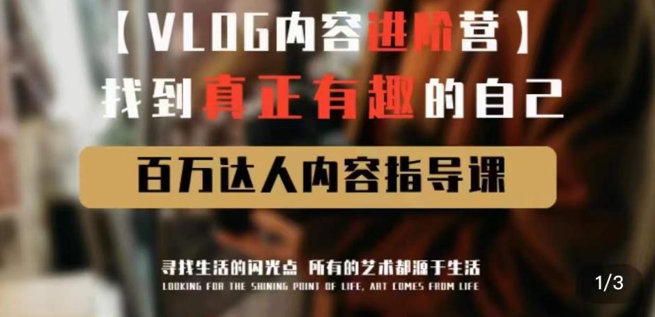 vlog内容进阶营，找到真正有趣的自己，百万达人内容指导课-沐风资源库