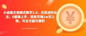 小说推文保姆式教学2.0，另类进阶玩法，0基础上手，轻松月撸1w无上限，可主可副可兼职-沐风资源库