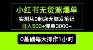 小红书无货源爆单实测从0起店无脑发笔记爆单3000+长期项目可多店-沐风资源库