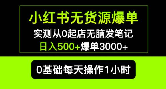 小红书无货源爆单实测从0起店无脑发笔记爆单3000+长期项目可多店-沐风资源库