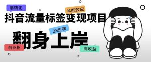 抖音流量标签变现项目，抖音创业粉轻松转化，单价高收益简单-沐风资源库