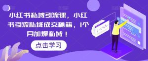 小红书私域引流课，小红书引流私域成交秘籍，1个月加爆私域！-沐风资源库