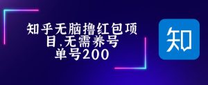 最新知乎撸红包项长久稳定项目，稳定轻松撸低保【详细玩法教程】-沐风资源库