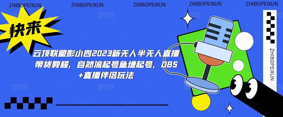 云顶联盟彭小四2023新无人半无人直播带货教程，自然流起号鱼塘起号，OBS+直播伴侣玩法-沐风资源库