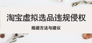 淘宝虚拟违规侵权规避方法与建议，6个部分详细讲解，做虚拟资源必看-沐风资源库