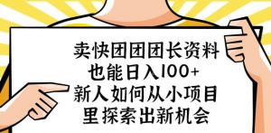 卖快团团团长资料也能日入100+新人如何从小项目里探索出新机会-沐风资源库