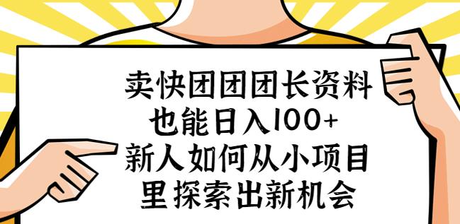 卖快团团团长资料也能日入100+新人如何从小项目里探索出新机会-沐风资源库
