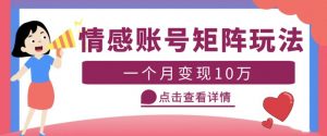 云天情感账号矩阵项目，简单操作，月入10万+可放大（教程+素材）-沐风资源库