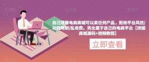 自己搭建电商商城可以卖任何产品，完全属于自己的电商平台【拼团商城源码+视频教程】-沐风资源库