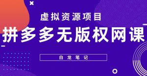 【白龙笔记】拼多多无版权网课项目，月入5000的长期项目，玩法详细拆解【揭秘】-沐风资源库