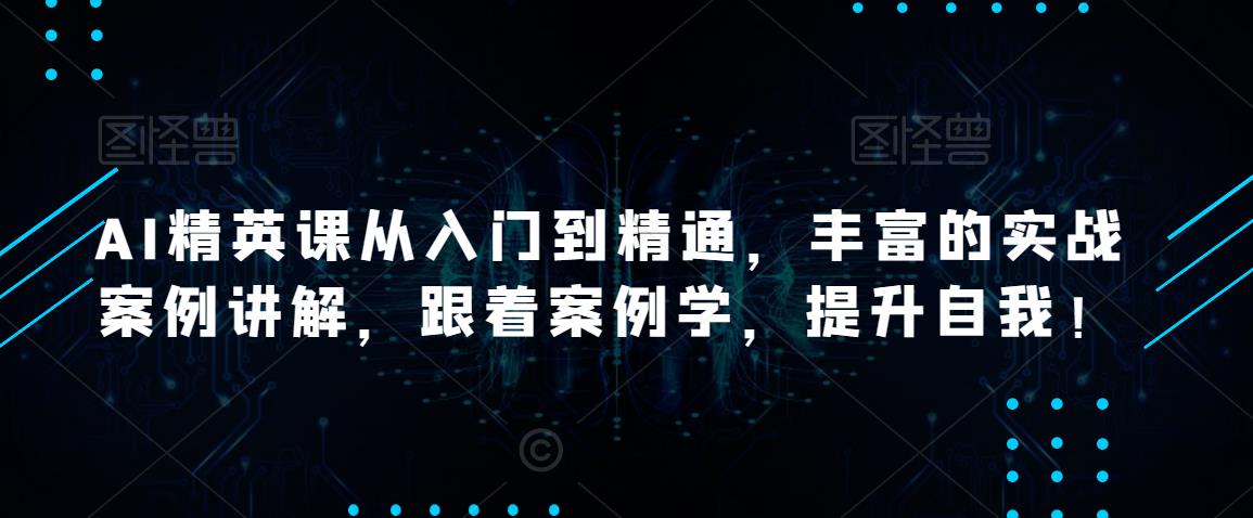 AI精英课从入门到精通，丰富的实战案例讲解，跟着案例学，提升自我！-沐风资源库