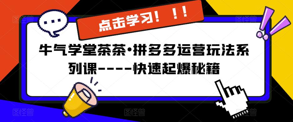 牛气学堂茶茶•拼多多运营玩法系列课—-快速起爆秘籍【更新】-沐风资源库