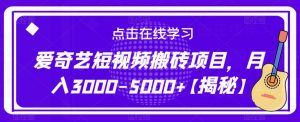 爱奇艺短视频搬砖项目，月入3000-5000+【揭秘】-沐风资源库