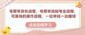 母婴带货实战营,母婴带货起号全流程,可落地的操作流程,一边带娃一边赚钱(附素材)-沐风资源库