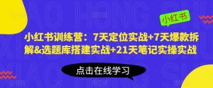 小红书训练营：7天定位实战+7天爆款拆解&选题库搭建实战+21天笔记实操实战-沐风资源库