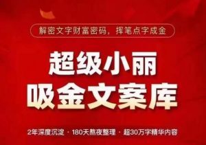 超级小丽·吸金文案库，解密文字财富密码，挥笔点字成金，超30万字精华内容-沐风资源库
