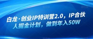 白龙·创业IP特训营2.0，IP合伙人掘金计划，做到年入50W-沐风资源库