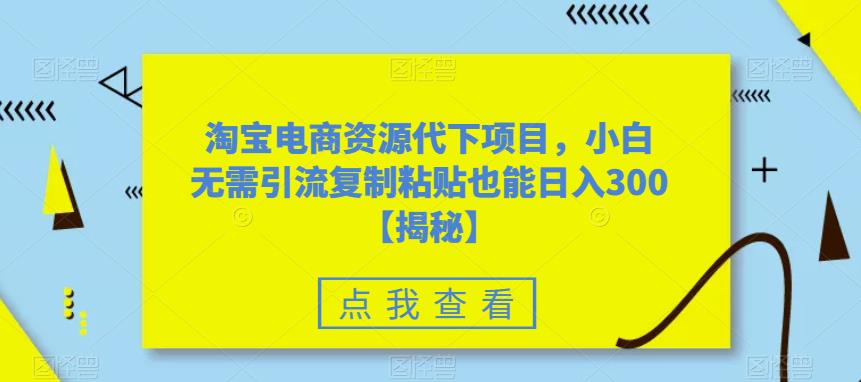 淘宝电商资源代下项目，小白无需引流复制粘贴也能日入300＋【揭秘】-沐风资源库