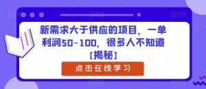 新需求大于供应的项目，一单利润50-100，很多人不知道【揭秘】-沐风资源库
