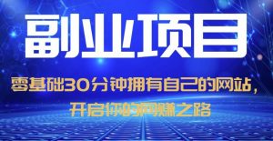 零基础30分钟拥有自己的网站，日赚1000+，开启你的网赚之路-沐风资源库