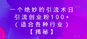 一个绝妙的引流术日引流创业粉100+（适合各种行业）【揭秘】-沐风资源库