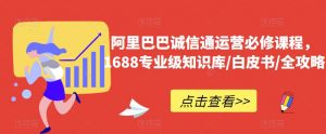 阿里巴巴诚信通运营必修课程，​1688专业级知识库/白皮书/全攻略-沐风资源库