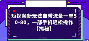 短视频新玩法自带流量一单50-80，一部手机轻松操作【揭秘】-沐风资源库