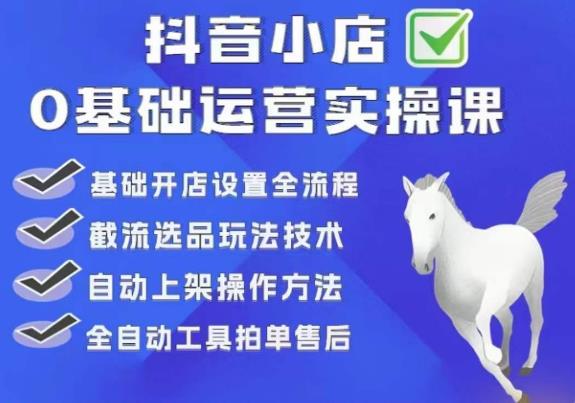 白马电商·0基础抖店运营实操课，基础开店设置全流程，截流选品玩法技术-沐风资源库