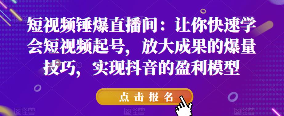 短视频锤爆直播间：让你快速学会短视频起号，放大成果的爆量技巧，实现抖音的盈利模型-沐风资源库
