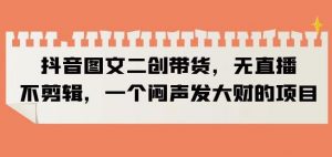 抖音图文二创带货，无直播，不剪辑，一个闷声发大财的项目【揭秘】-沐风资源库