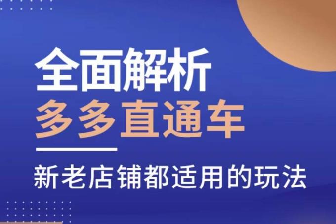 全面解析多多直通车，​新老店铺都适用的玩法-沐风资源库