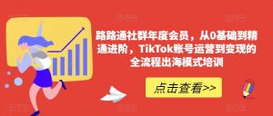 路路通社群年度会员，从0基础到精通进阶，TikTok账号运营到变现的全流程出海模式培训-沐风资源库
