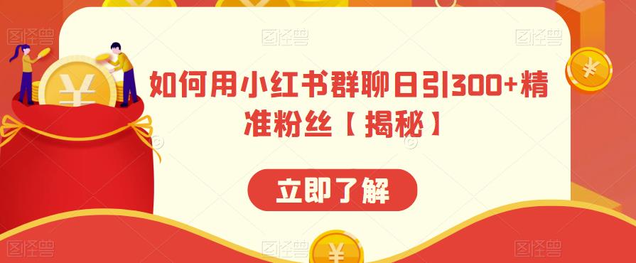 如何用小红书群聊日引300+精准粉丝【揭秘】-沐风资源库