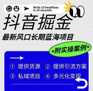 抖音掘金最新风口，长期蓝海项目，日入无上限（附实操案例）【揭秘】-沐风资源库