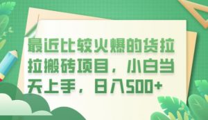 最近比较火爆的货拉拉搬砖项目，小白当天上手，日入500+【揭秘】-沐风资源库