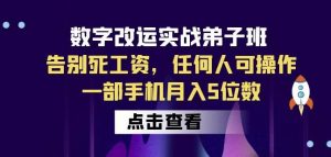 数字改运实战弟子班：告别死工资，任何人可操作，一部手机月入5位数-沐风资源库