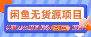 外面2980卖闲鱼无货源项目，月收入1w+【揭秘】-沐风资源库