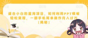 适合小白的蓝海项目，如何利用PPT模板轻松变现，一部手机简单操作月入过万【揭秘】-沐风资源库