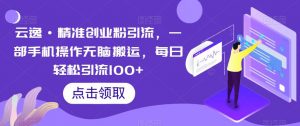 云逸·精准创业粉引流，一部手机操作无脑搬运，每日轻松引流100+-沐风资源库