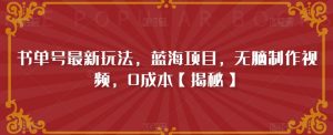 书单号最新玩法，蓝海项目，无脑制作视频，0成本【揭秘】-沐风资源库