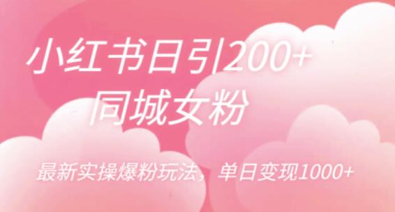 小红书日引200+同城女粉，最新实操爆粉玩法，单日变现1000+【揭秘】-沐风资源库