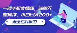 一部手机卖情怀，简单无脑操作，小白日入200+【揭秘】-沐风资源库