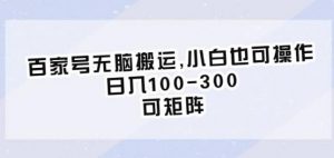 百家号无脑搬运，小白也可操作，日入100-300，可矩阵【仅揭秘】-沐风资源库