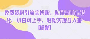 免费资料引流宝妈粉，私域高利润转化，小白可上手，轻松实现日入600+【揭秘】-沐风资源库