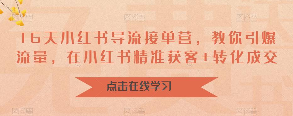 16天小红书导流接单营，教你引爆流量，在小红书精准获客+转化成交-沐风资源库
