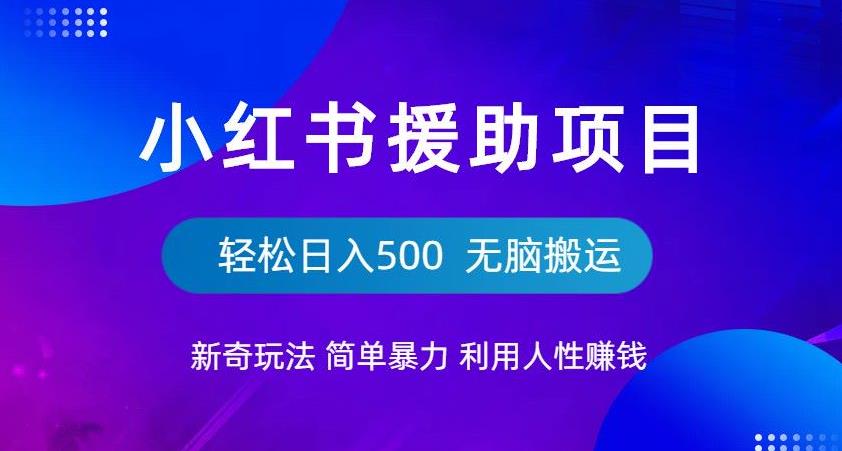 小红书援助项目新奇玩法，简单暴力，无脑搬运轻松日入500【揭秘】-沐风资源库