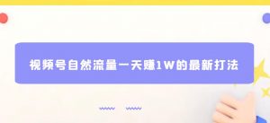 视频号自然流量一天赚1W的最新打法，基本0投资【揭秘】-沐风资源库