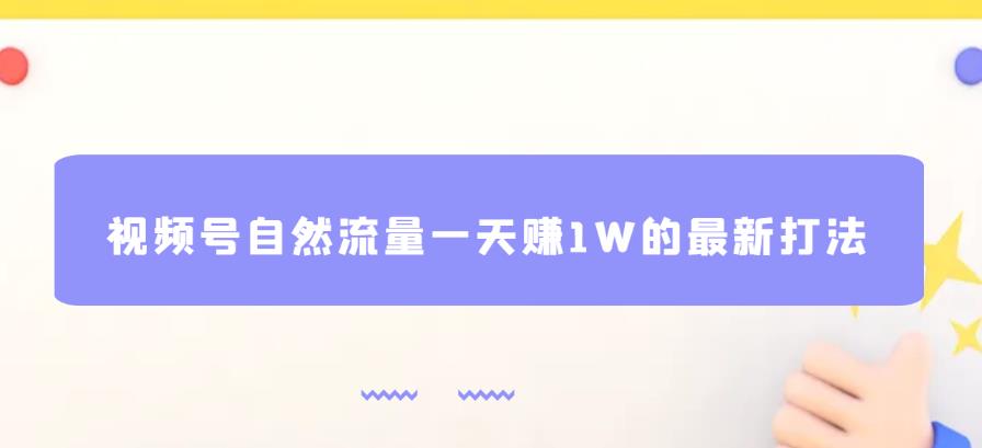 视频号自然流量一天赚1W的最新打法，基本0投资【揭秘】-沐风资源库