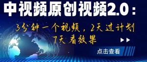 中视频原创视频2.0：3分钟一个视频，2天过计划，7天看效果【揭秘】-沐风资源库